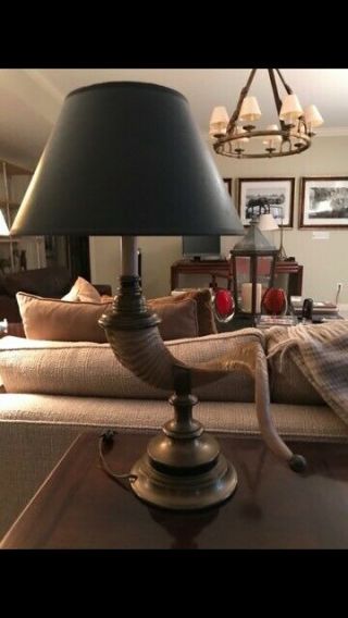Vintage Chapman Brass Rams Horn Table Lamp