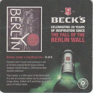 Becks Brewery Set Of 6 Australian Issued Round Coasters / Beer Mats 02