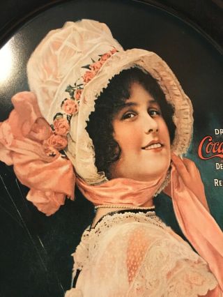 Coca - Cola Metal Tin Tray Drink Betty Girl Oval Serving Delicious and Refreshing 3