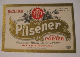 Vintage Irtp Pilsener Porter Beer - Hazleton Brewing Co 12 Oz Bottle Label Pa