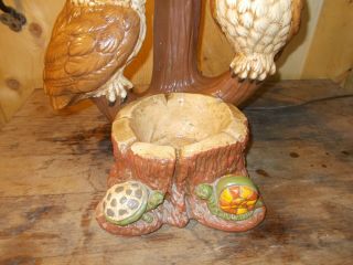 Vintage Mid - Century Ceramic Owl Trio Table Lamp,  Light,  very heavy Planter 3