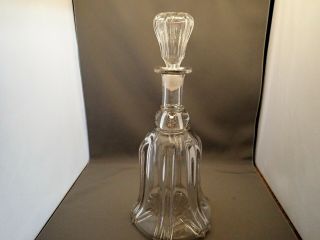 19th Century Antique Pillar Ribbed Blown Glass Whisky Spirit Decanter 12 1/12 " T