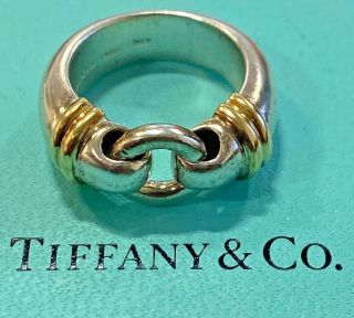 Tiffany & Co Vintage 18k Yellow Gold & Sterling Silver Buckle Size 6 Ring 12.  4g