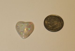 Vintage Australian Opal Heart Cabochon 6.  3 Carats 1.  3 Grams Colors