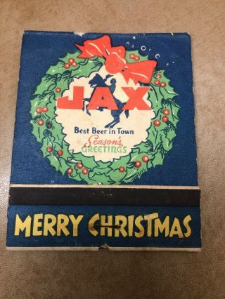 Vintage Jax Beer Merry Christmas And Happy Year Match Book