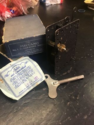 Rare Vintage Wind - Up Meccano No - 1 Clockwork Motor,  Black