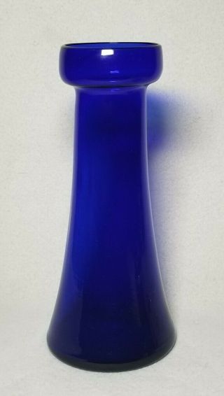 19th C.  Early Blown Cobalt Blue Hyacinth Bulb Forcing Vase With Pontil Mark