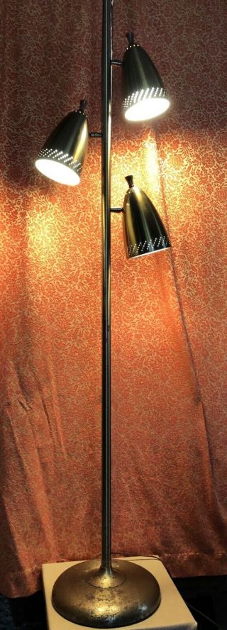 Vintage Mid Century Modern Bullet Cone Floor Lamp Tulip Base 2