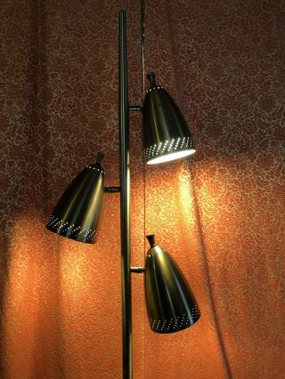 Vintage Mid Century Modern Bullet Cone Floor Lamp Tulip Base 3
