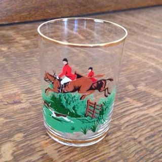 Set 6 Kitsch Vintage Shot Glasses/hunting/horses/hounds/tally Ho/50 