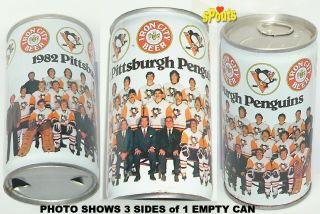1982 Pittsburgh Penguins Photo Team Portrait Nhl Ice Hockey Pa Sports Beer Can