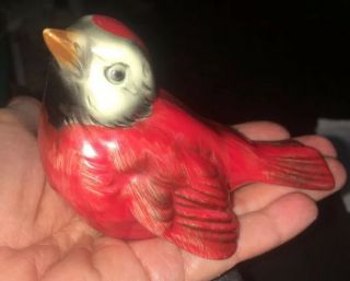 Vintage Goebel Red & Black Bird West Germany Bird Cv72