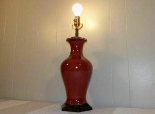 Chinese Sang De Boeuf glaze porcelain table lamp by Oriental Accents ox blood 2