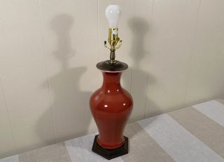 Chinese Sang De Boeuf glaze porcelain table lamp by Oriental Accents ox blood 3