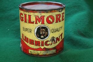 Vintage Gilmore Gasoline Lion Quality Lubricant 5 Lb Can