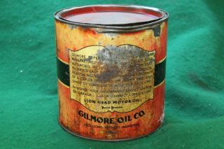 Vintage Gilmore Gasoline Lion Quality Lubricant 5 lb Can 3
