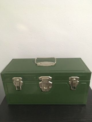 Vintage Union Steel Chest Usa Utility Tackle Tool Box Green 14” Rare