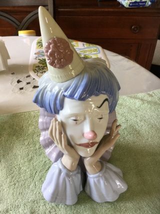 Authentic Vintage LLADRO 5129 CLOWN ' S HEAD Bust Jester Figurine - Spain - INTACT 2
