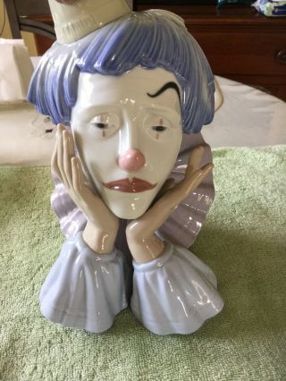 Authentic Vintage LLADRO 5129 CLOWN ' S HEAD Bust Jester Figurine - Spain - INTACT 3
