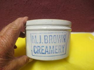 Red Wing Stoneware Stenciled Butter Crock " M.  J.  Brown " Prairieville Michigan