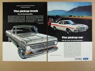 1972 Ford F100 Styleside Pickup Truck & Ranchero Photo Vintage Print Ad