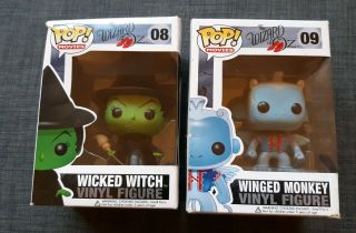 2 Funko Pop The Wizard Of Oz Wicked Witch 08 Winged Monkey 09 Nib Boxes