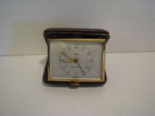 Florn 7 Seven Jewels Leather Alarm Clock Wind Up West Germany Not Workin