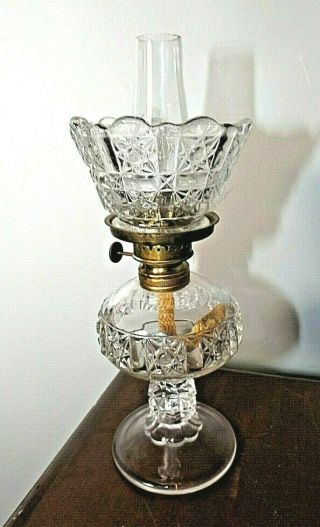 Antique 1800 Miniature E.  M.  Co.  Miller Eapg Oil Kerosene Lamp Stars & Bars