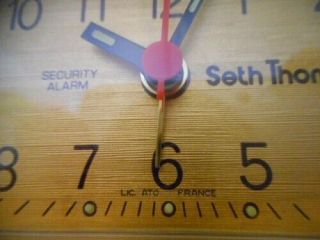 Vintage French Seth Thomas Security Alarm Travel Clock FRANCE & AUX cable 1970s 3