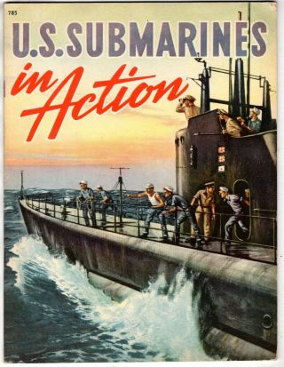 U.  S.  Submarines In Action 1944 Whitman 785 Ww2 Navy Pacific Painted Rosner Illos
