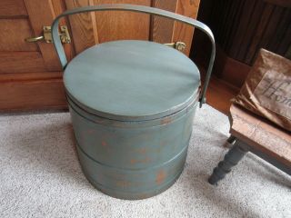 Vintage Xxl Firkin - Bottom Of Stack - 14 1/4 " Tall From Vermont - Cupboard Blue