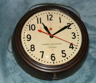Vintage General Electric Telechron School Industrial Wall Clock Retro Old