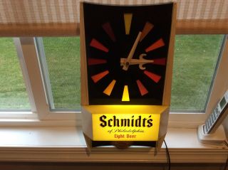 Vintage And Rare Schmidt’s Beer Motion Clock And Light