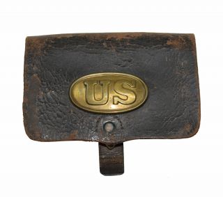 Civil War Pistol Cartridge Box With Us Brass Plate - Inspector Marked