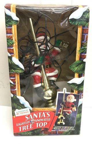 Mr.  Christmas Tree Topper Santa Lighted Animated Top 1994 Box Vintage