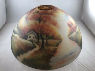 Antique Reverse Painted Glass Lamp Shade