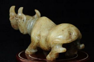 Chinese antique hand carved old HE TIAN jade rhino statue NR f02 2
