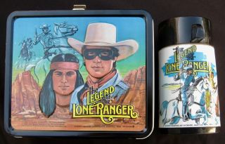 Vintage Legend Of The Lone Ranger Lunchbox & Thermos (1980) C - 9 Minty -