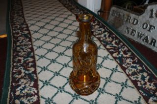 Stunning Bohemian Cut Glass To Clear Amber Color Decanter - Floral Cut Glass