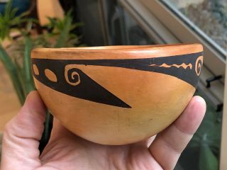 Rare Old Native Or Central American Ethnographic Decorated Pottery Bowl