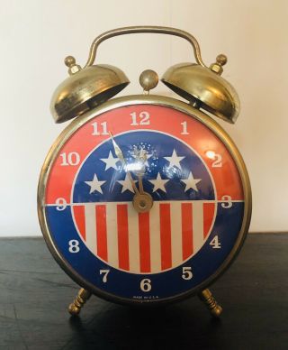 Vintage Lux Americana Wind - Up Alarm Clock Robertshaw Controls Co.  - Great