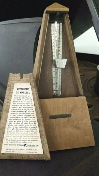 Vintage Seth Thomas Metronome De Maelzel 10,  Model E873 - 006,  Wooden,
