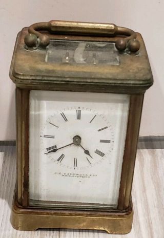 Vintage Brass J.  E.  Caldwell & Co.  Brass Carriage Clock Philadelphia