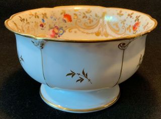 Antique 19th C.  Davenport Hand Painted & Footed Bone China Bowl - 7 " Diameter