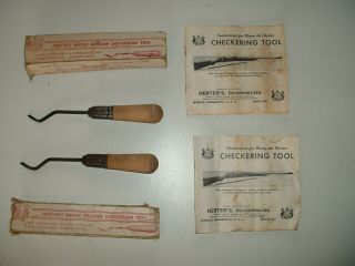 2 Vintage Herter Belgian Gun Stock Checkering Gunsmith Tools,  Orig Instructions