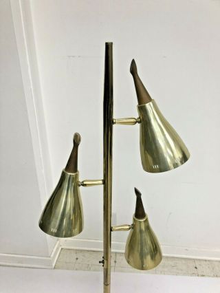 Vintage GOLD FLOOR LAMP mid century modern danish light atomic cone pole 50s 60s 2