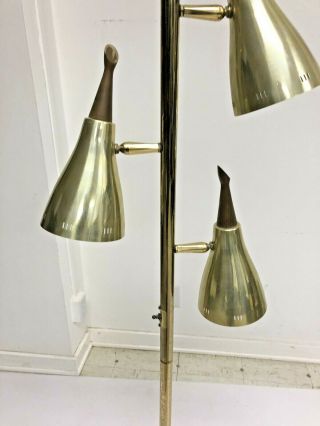 Vintage GOLD FLOOR LAMP mid century modern danish light atomic cone pole 50s 60s 3