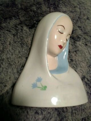 Vintage Ceramic Virgin Mary Madonna Hand Painted Figurine Statue