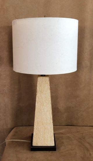 Port 68 Vintage Table Lamp Mid Century Modern Drum Shade Stone Ivory Atomic