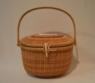 Vintage Nantucket Basket Purse With Whale